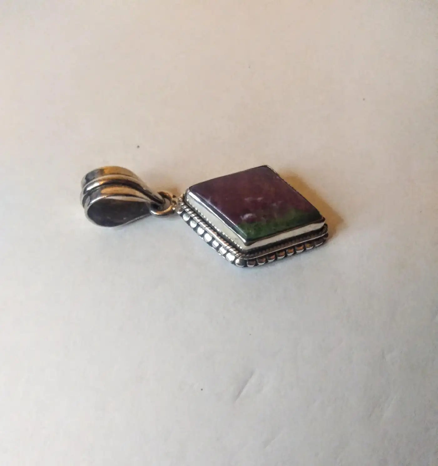 Sterling Silver and Purple with Green Inclusion Zoisite Pendant