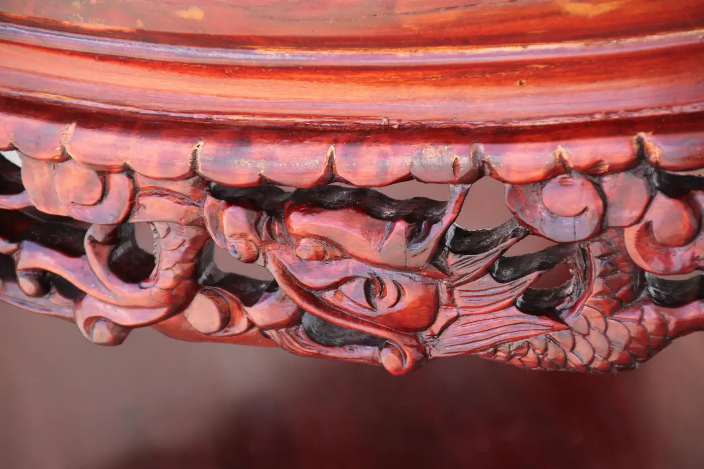 Chin Hua Carved Demilune Marble Console