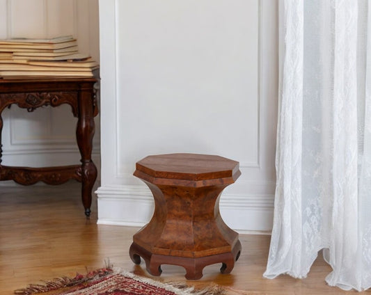 Italian Burl Biedermeier Pedestal Stool