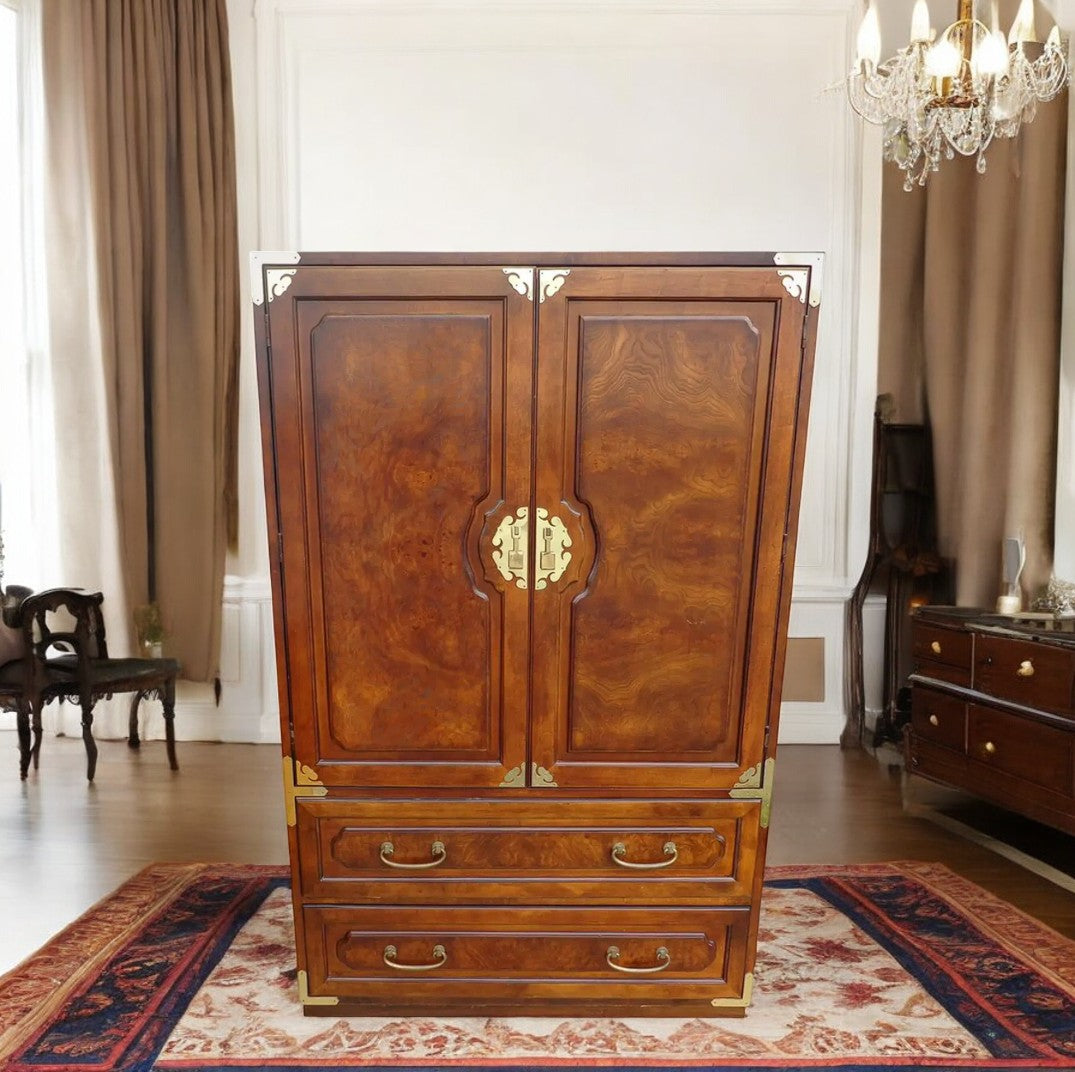 Midcentury Chin Hua Campaign Armoire by Bernhardt