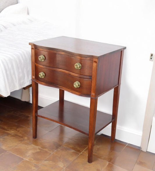 One Chippendale Mahogany Serpentine Front 2-Drawer Side Table