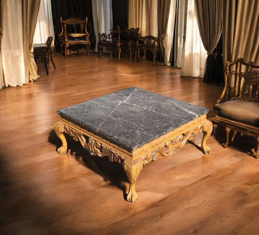 Ornate Italian Carved Marble Coffee Table