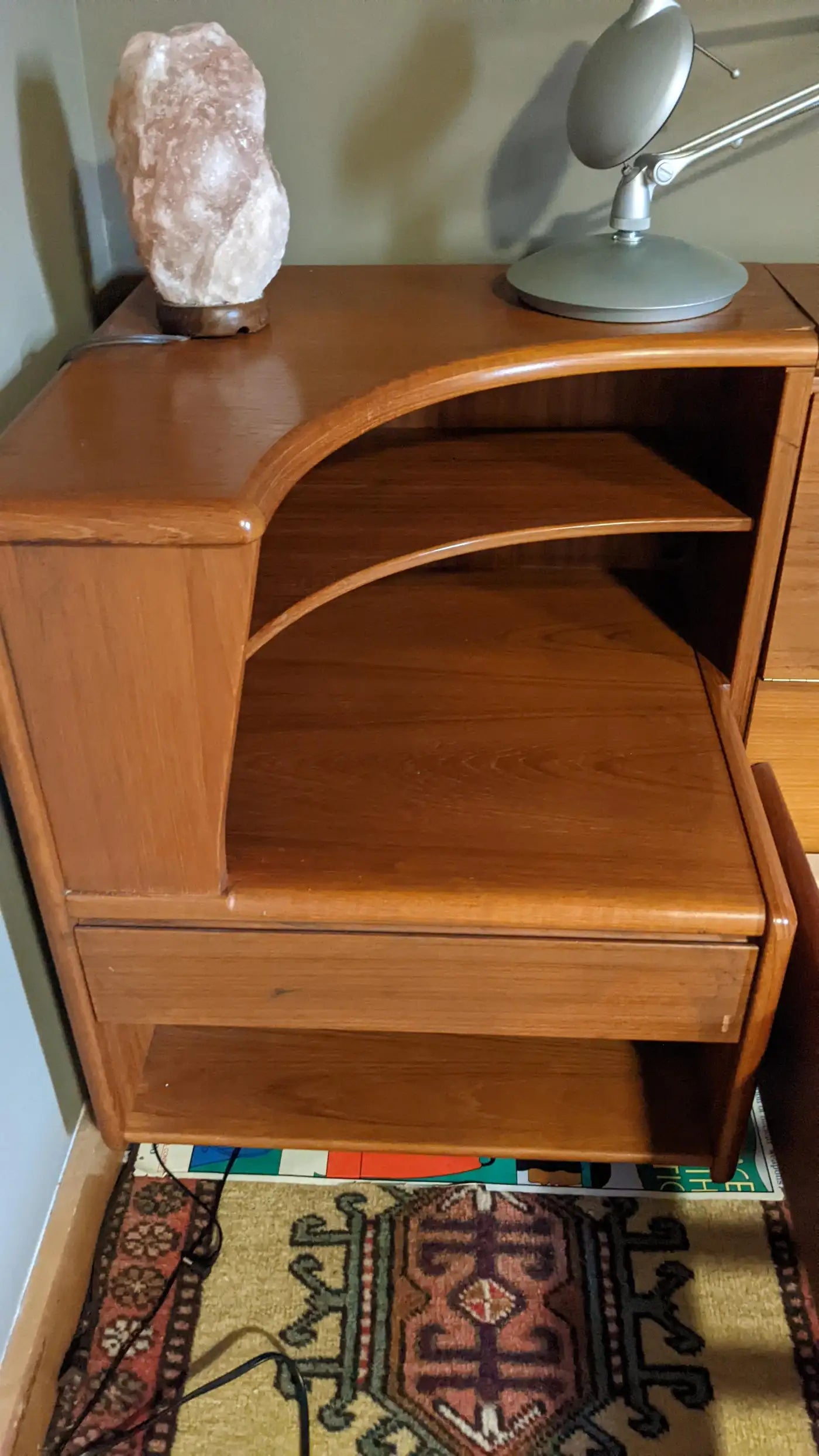 Mid Century Danish Modern Wood King Size Bed with Night Stands