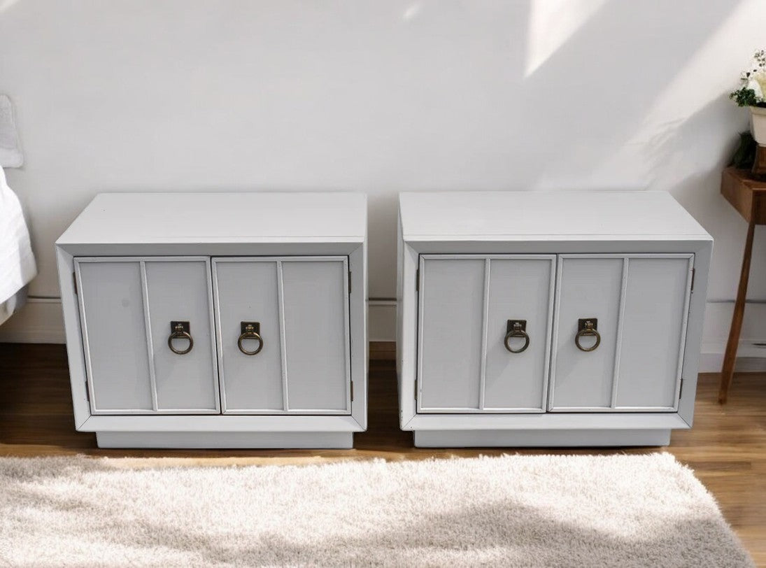 Pair Mid Century Modern Nightstands Regency Style Side Tables