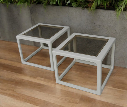 Pair Modern Laquered Side Tables