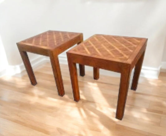 Pair of 20″ Italian Parquet Top End Table