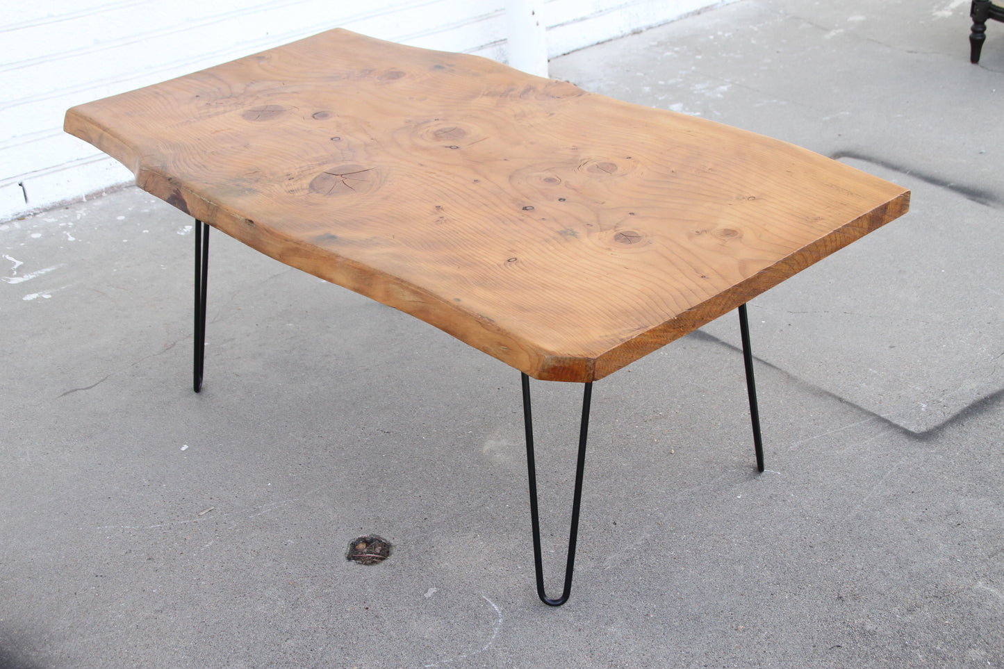 Mid Century Live Edge Coffee Table on Hair Pin Legs