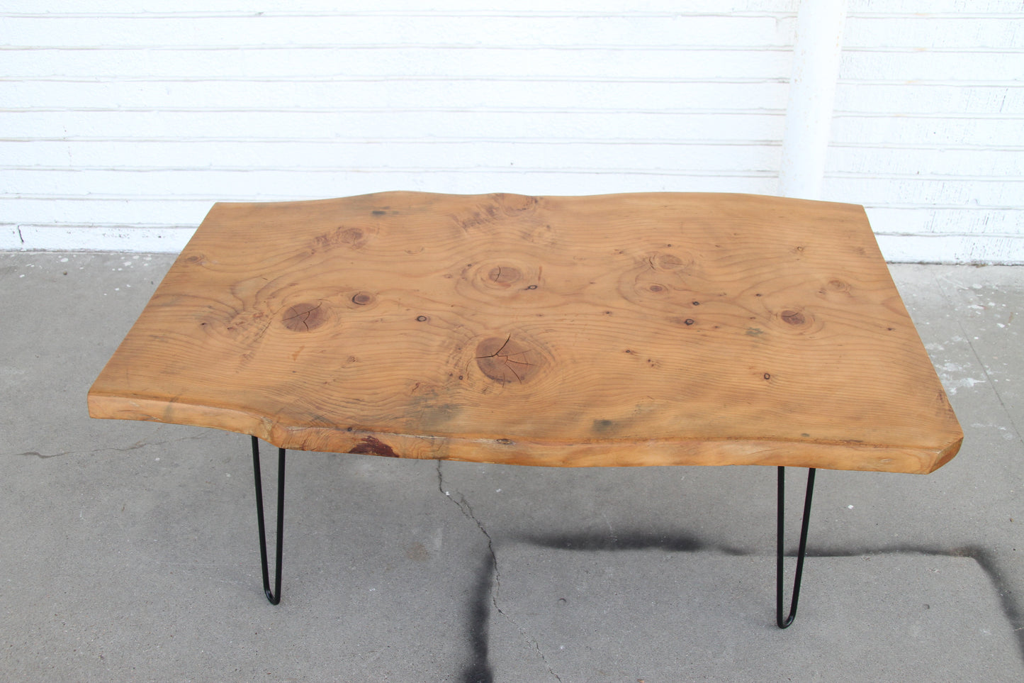 Mid Century Live Edge Coffee Table on Hair Pin Legs