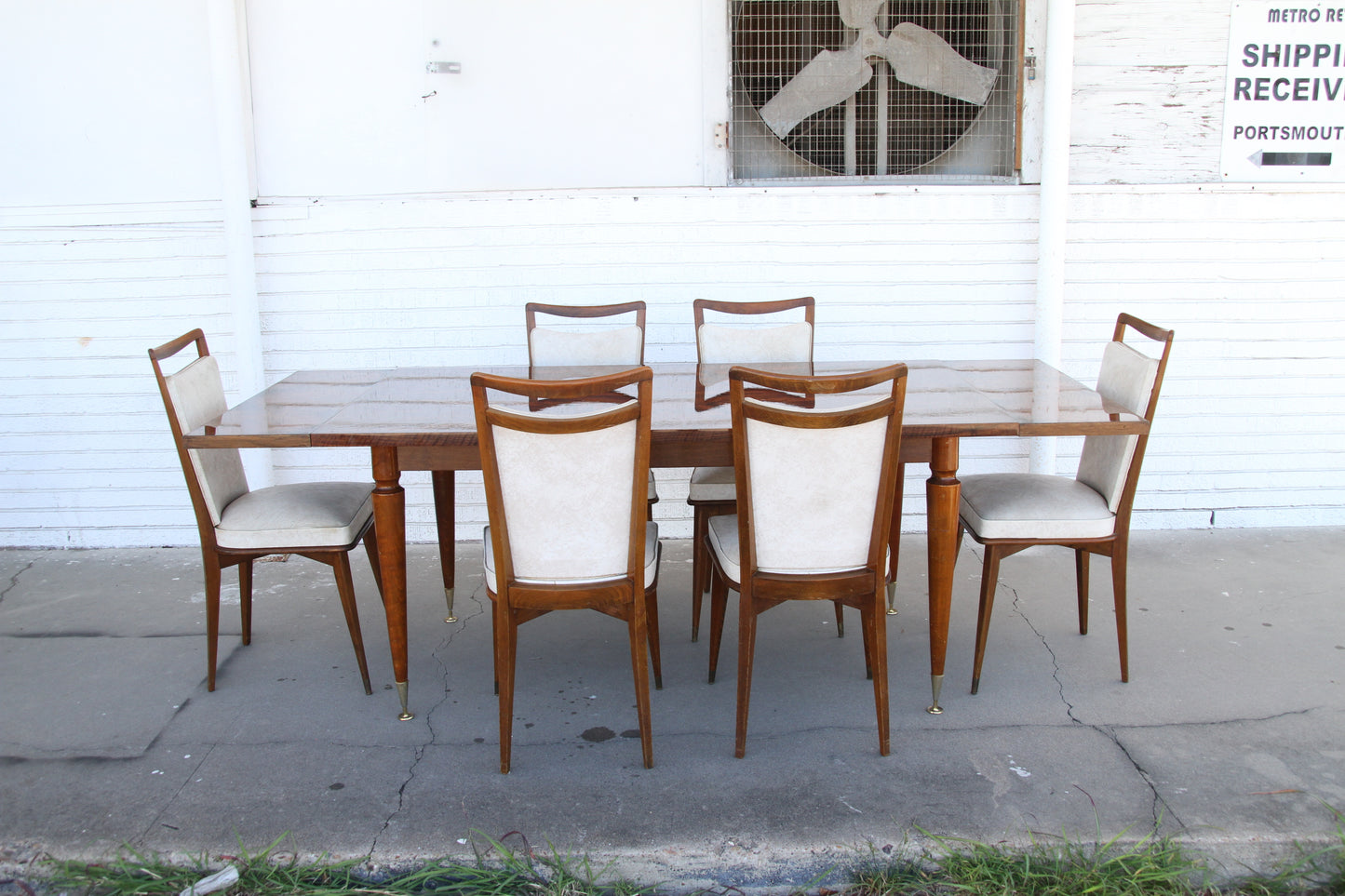 1950s French Mid Century Modern Dinning Table and Chairs