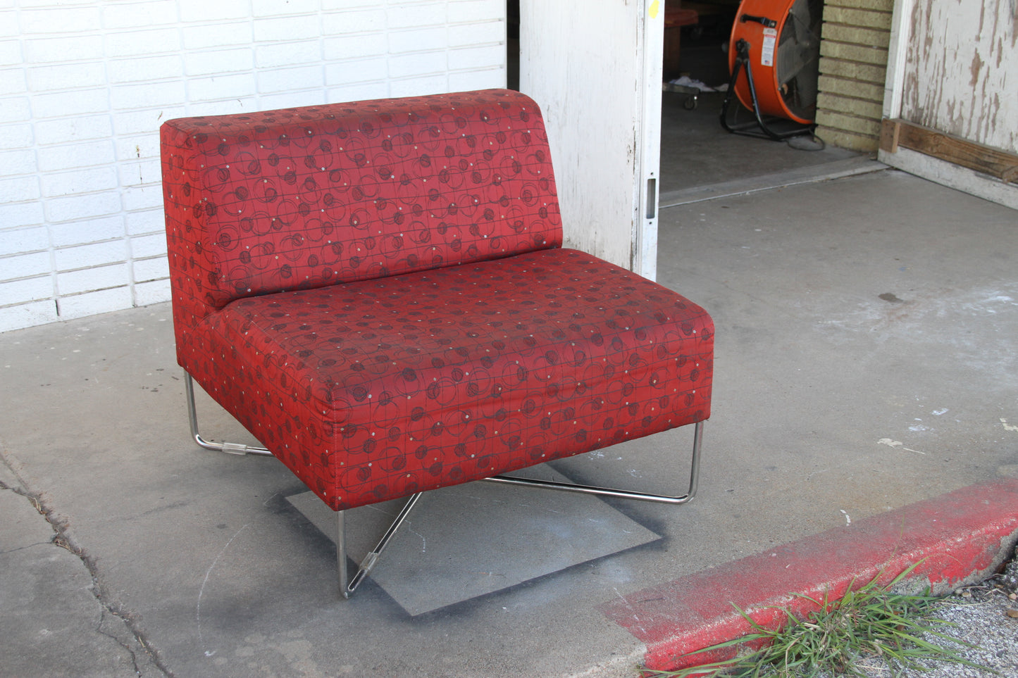 Red Fabric with Metal Base Lounge Chair by Bernhardt