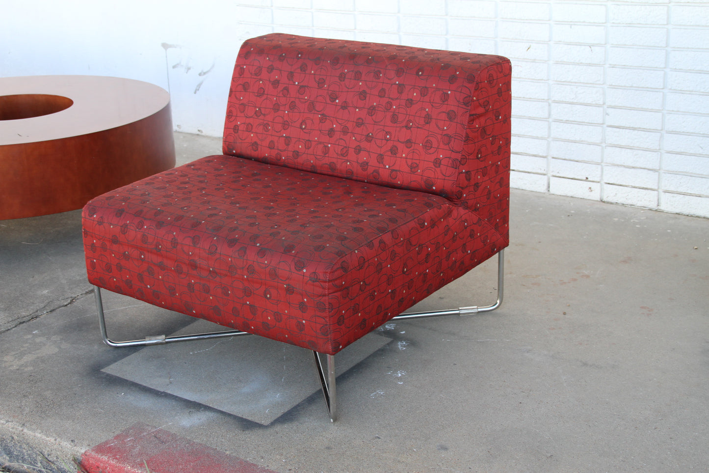 Red Fabric with Metal Base Lounge Chair by Bernhardt