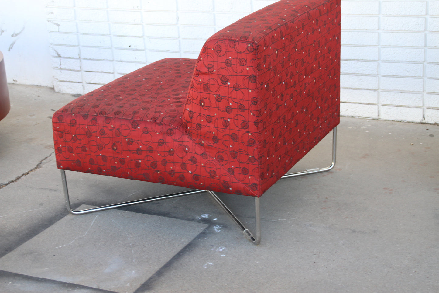 Red Fabric with Metal Base Lounge Chair by Bernhardt