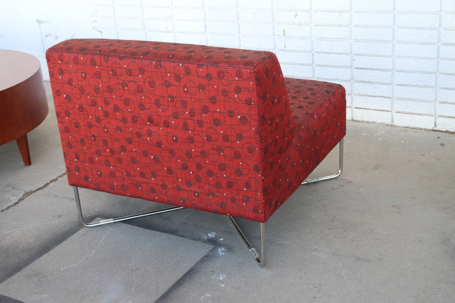 Red Fabric with Metal Base Lounge Chair by Bernhardt