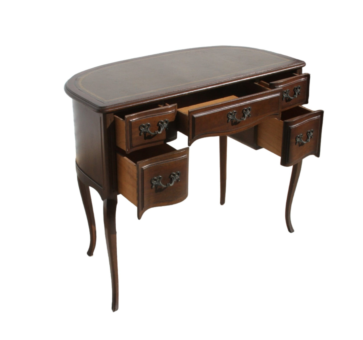 Sligh Walnut Curved Front Desk With Leather Top