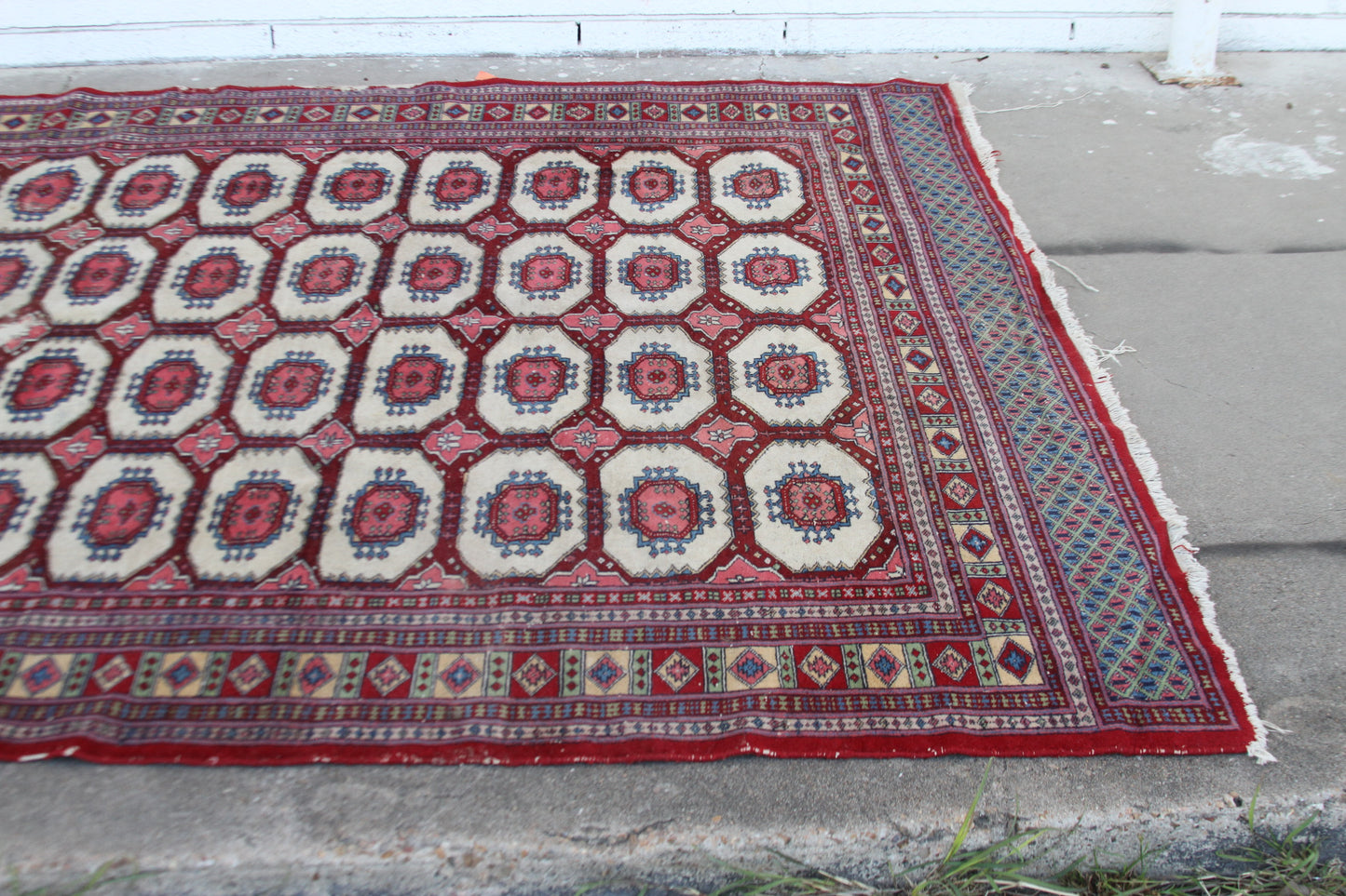 Red and white rug