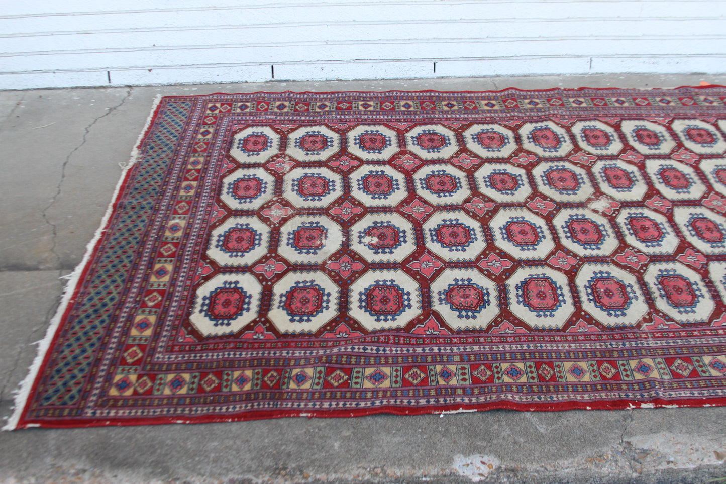 Red and white rug