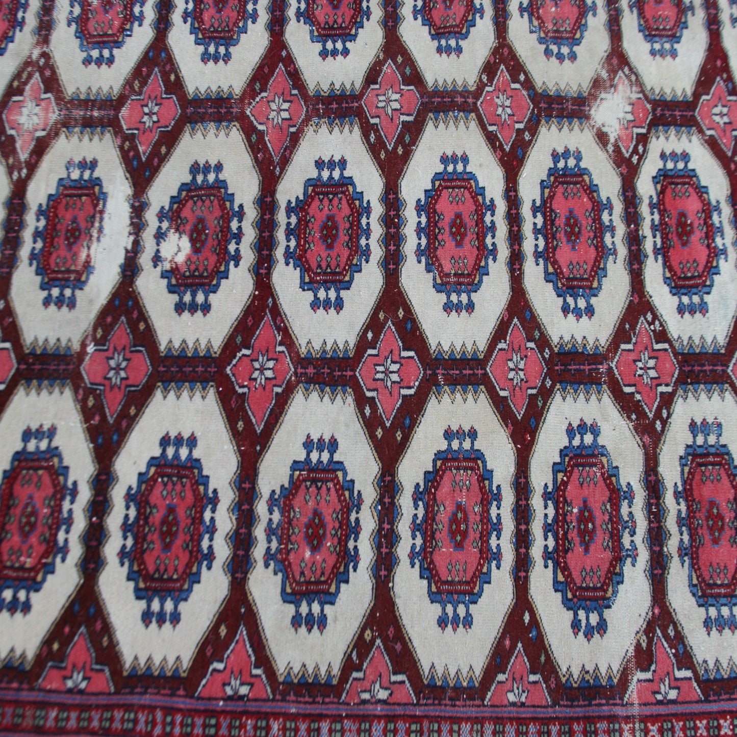 Red and white rug