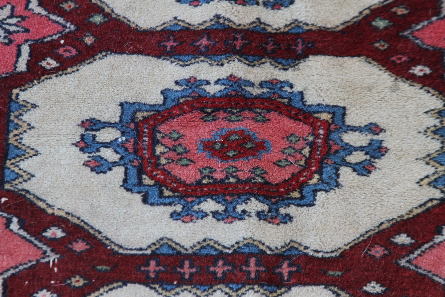 Red and white rug