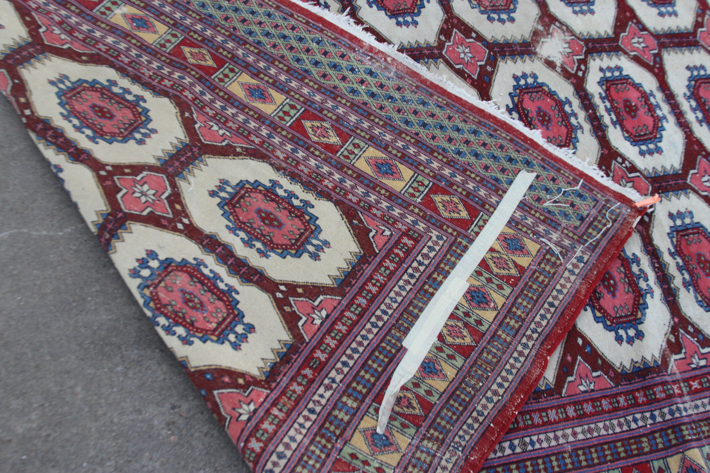 Red and white rug