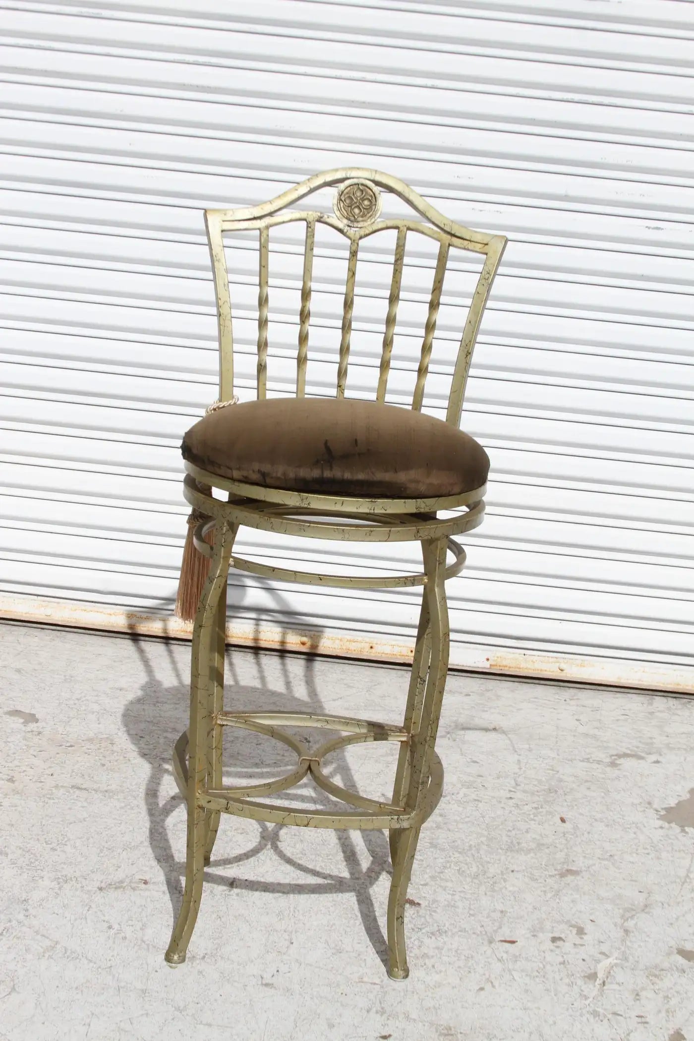 Metal Green upholstered Swivel Bar stools