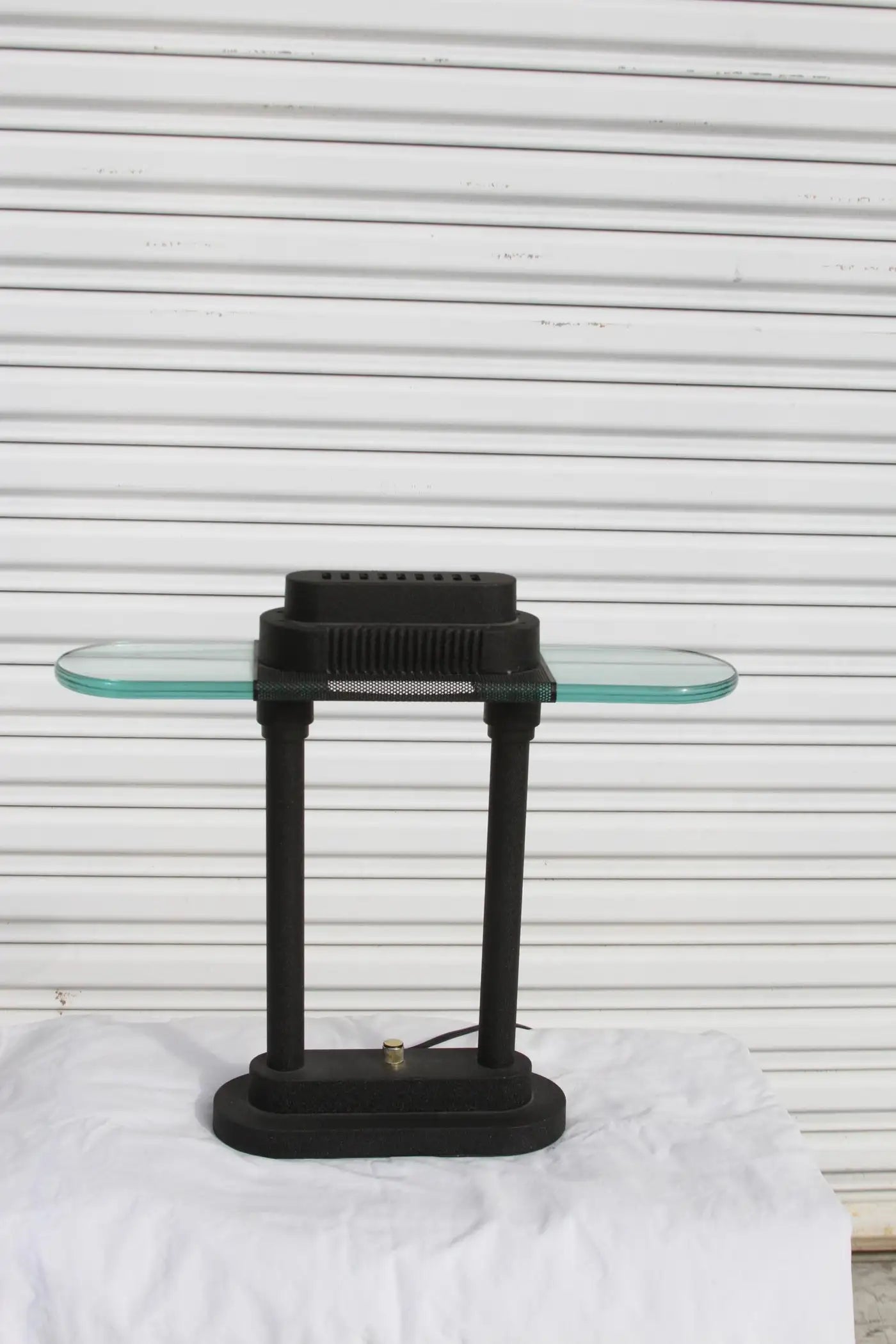 Robert Sonneman Style Black and Glass Table Lamp