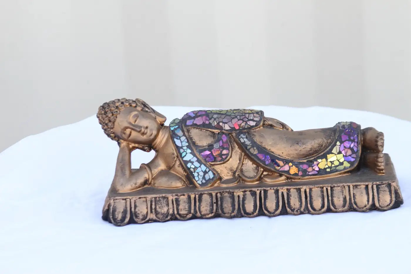 Brass Hand-painted Buddha Sleeping Sculpture