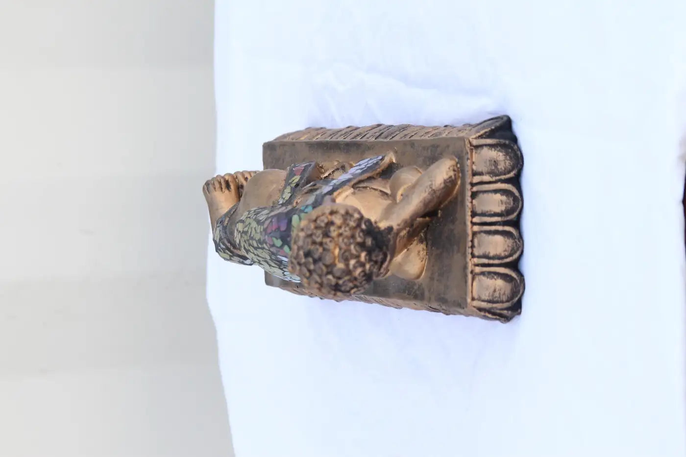 Brass Hand-painted Buddha Sleeping Sculpture