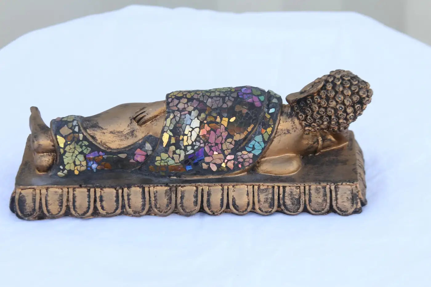 Brass Hand-painted Buddha Sleeping Sculpture