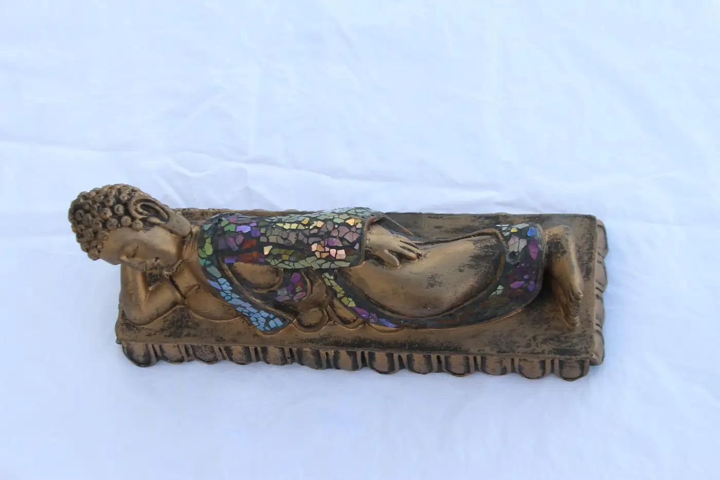 Brass Hand-painted Buddha Sleeping Sculpture