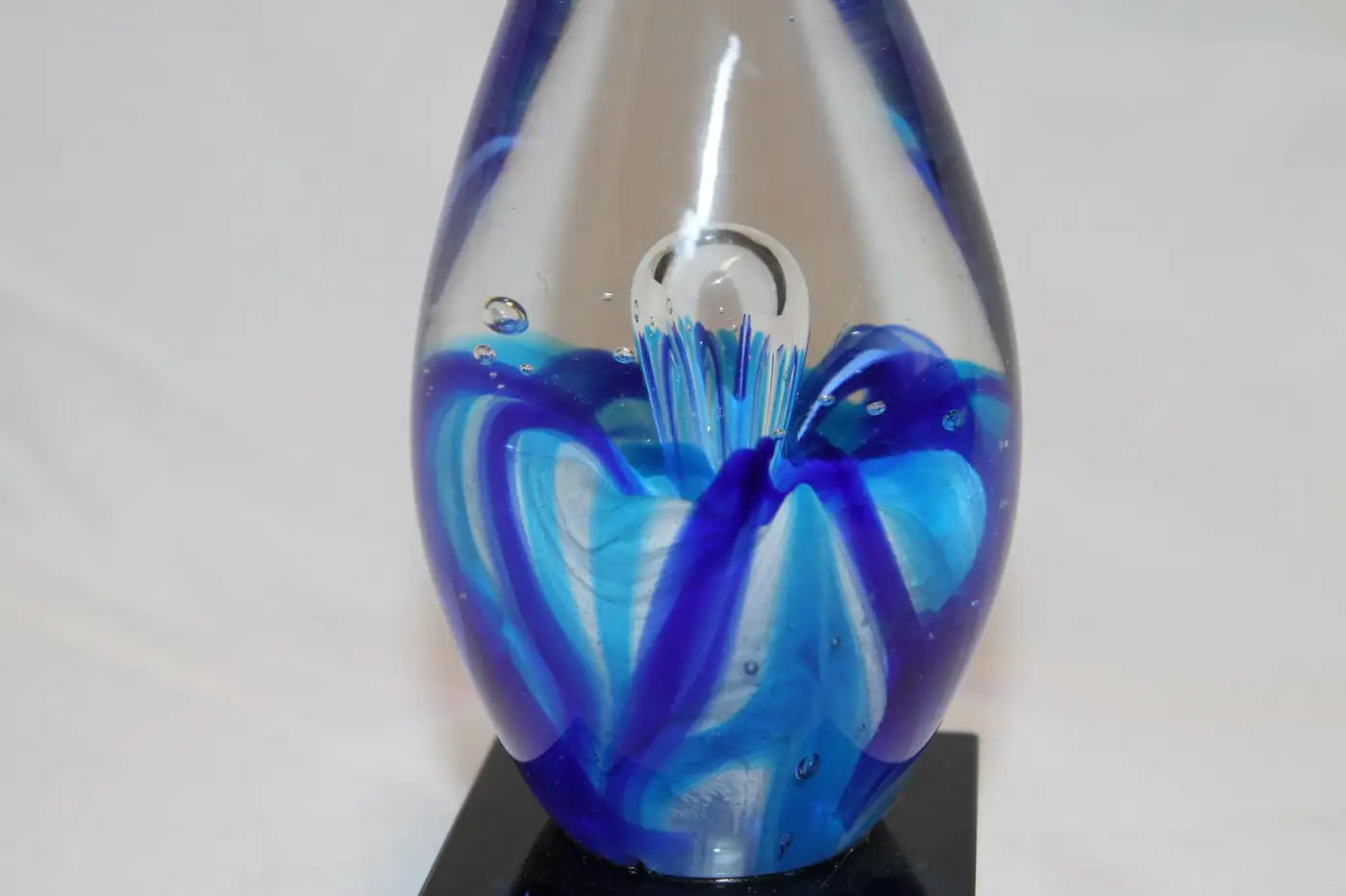 Hand Blown Blue Swirl Art Glass