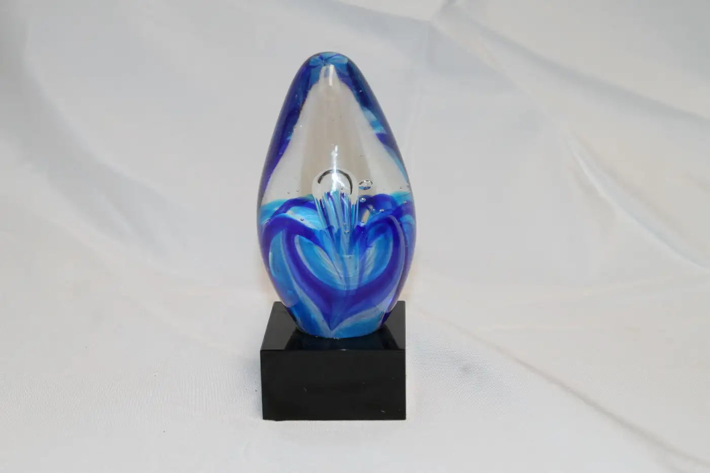 Hand Blown Blue Swirl Art Glass