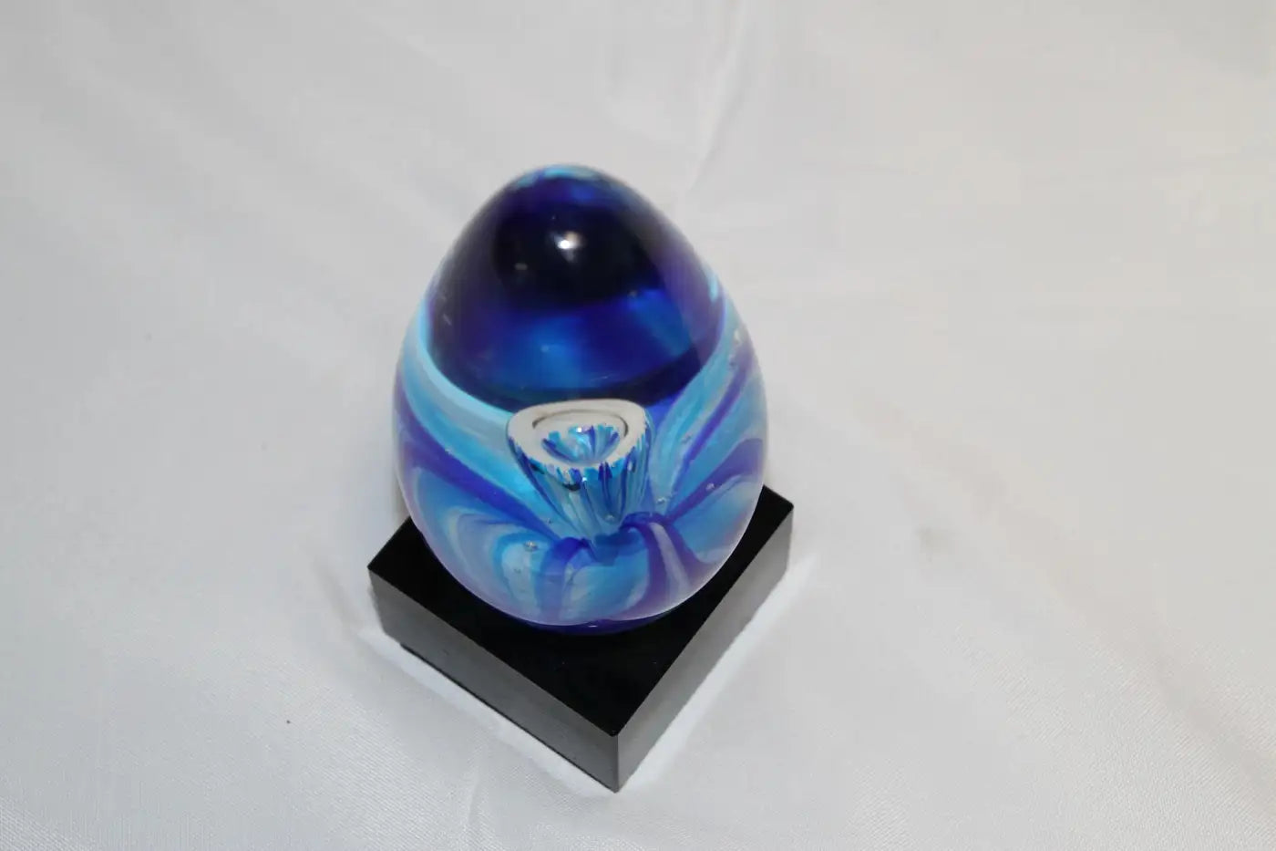 Hand Blown Blue Swirl Art Glass