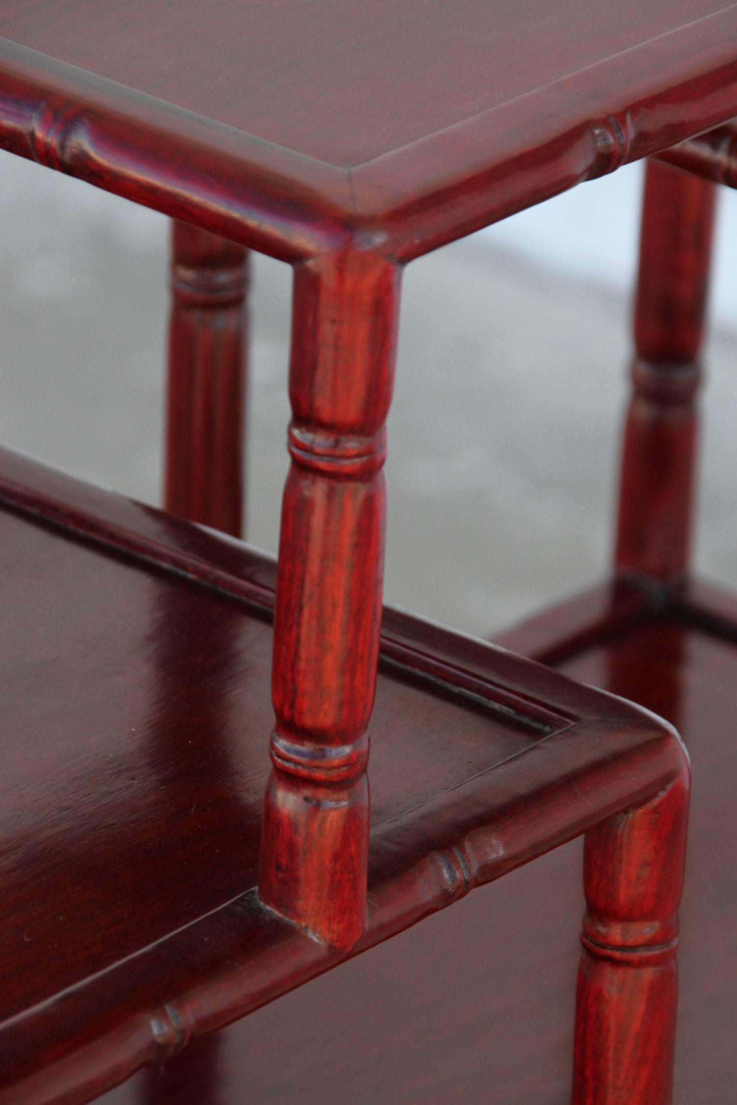 Antique Chinese Carved Rosewood Hongmu Bamboo Tiered Etagere Stand