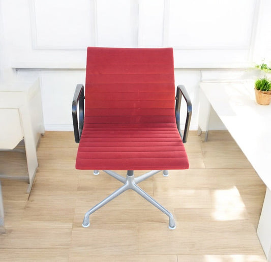 Vintage Herman Miller Aluminum Group Red Fabric Chair