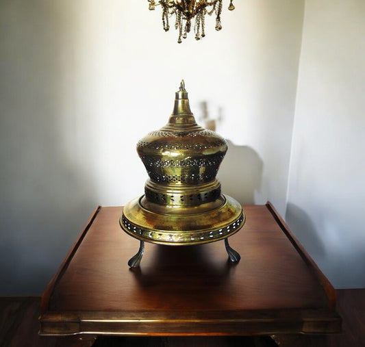 Vintage Italian Brass Brazier with Copper Fire Pit and Light