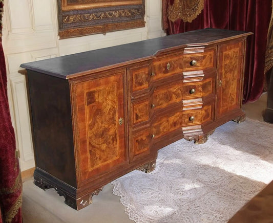 Vintage Solid Wood Italian Desk Secretary Credenza