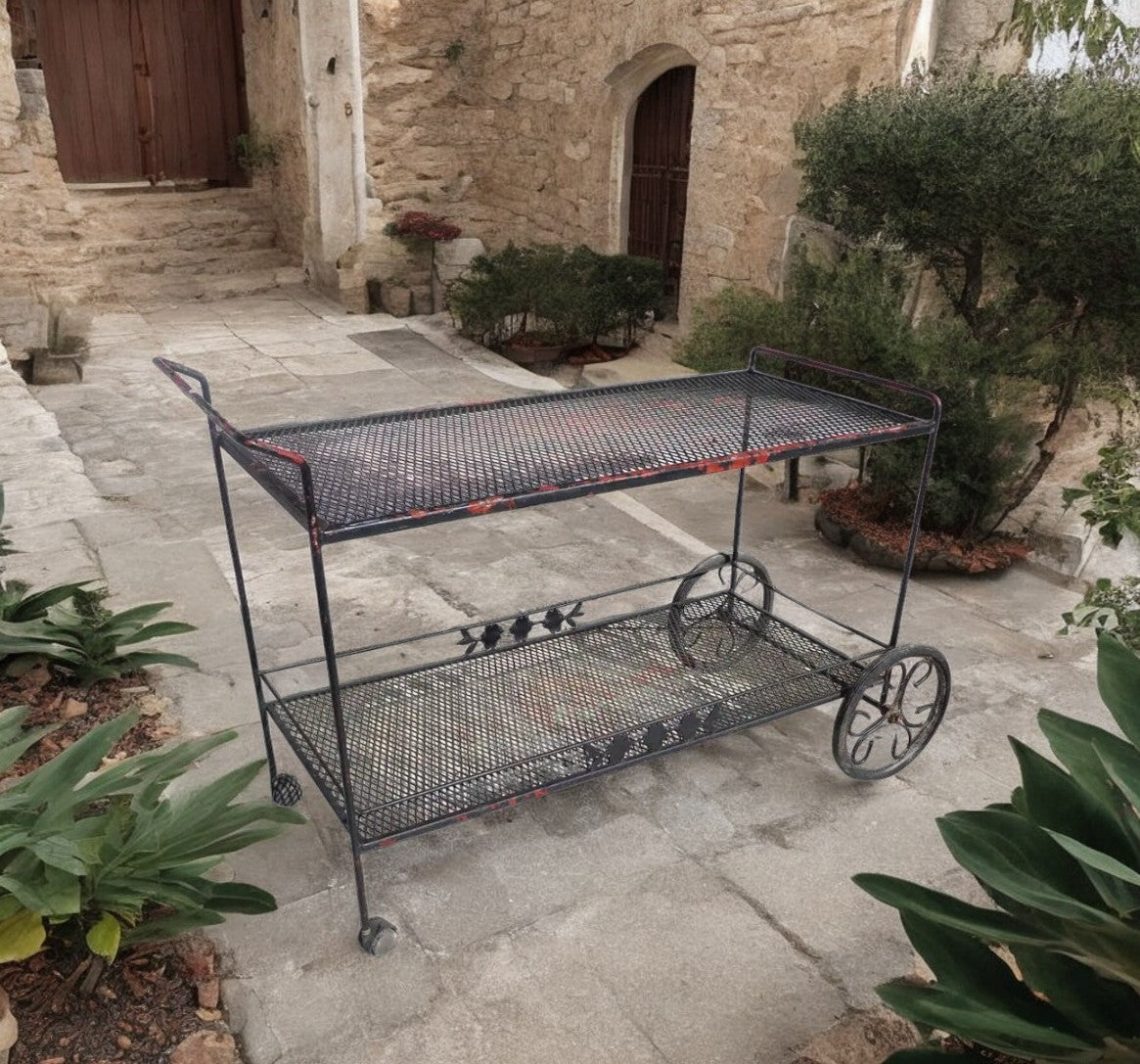 Woodard Wrought Iron Bar Serving Cart