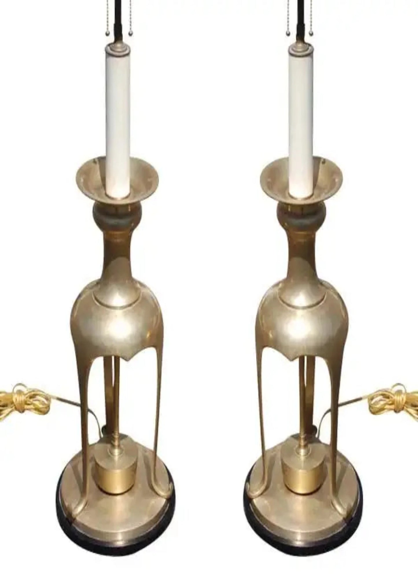 (2) Vintage Brass Table Lamps Style of James Mont (MR8717)