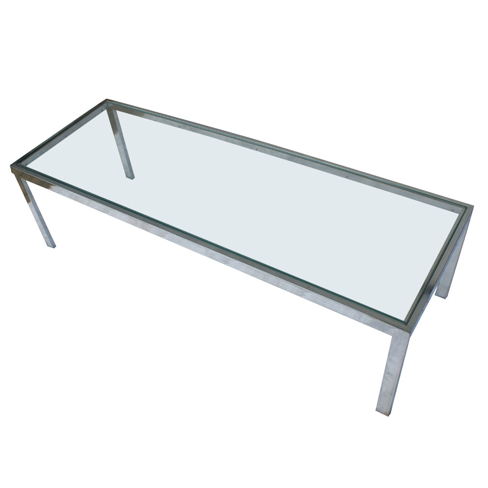 54″ Mid Century Modern Chrome Glass Coffee Table