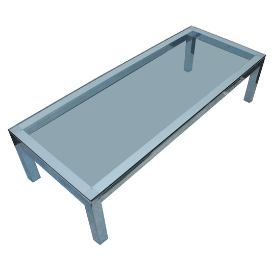 Vintage Rectangular Aluminum Glass Coffee Table