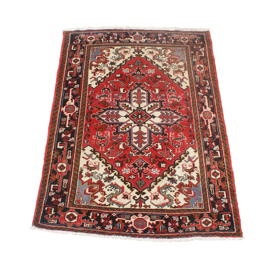 56″ x 77″ Hand Knotted Persian Heriz Rug