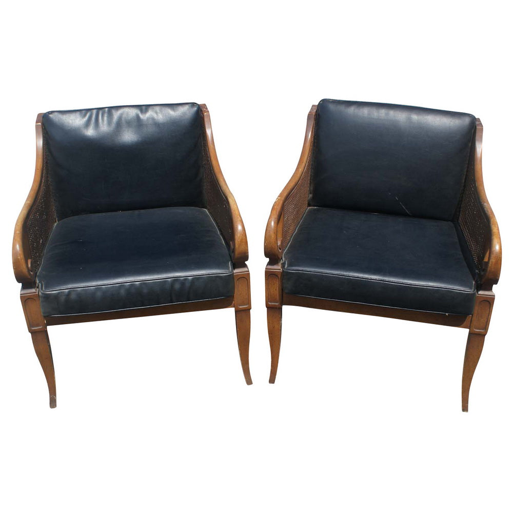 (2) 60s American of Martinsville Cane Lounge Chairs ( aat58 )