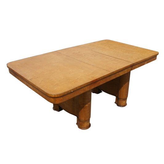 Art Deco Burl Birds Eye Maple Extension Dining Table