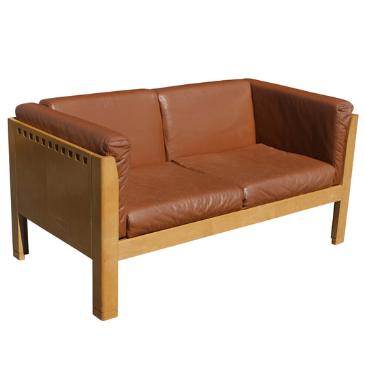 Contemporary Arts & Crafts Style Metro Leather Settee