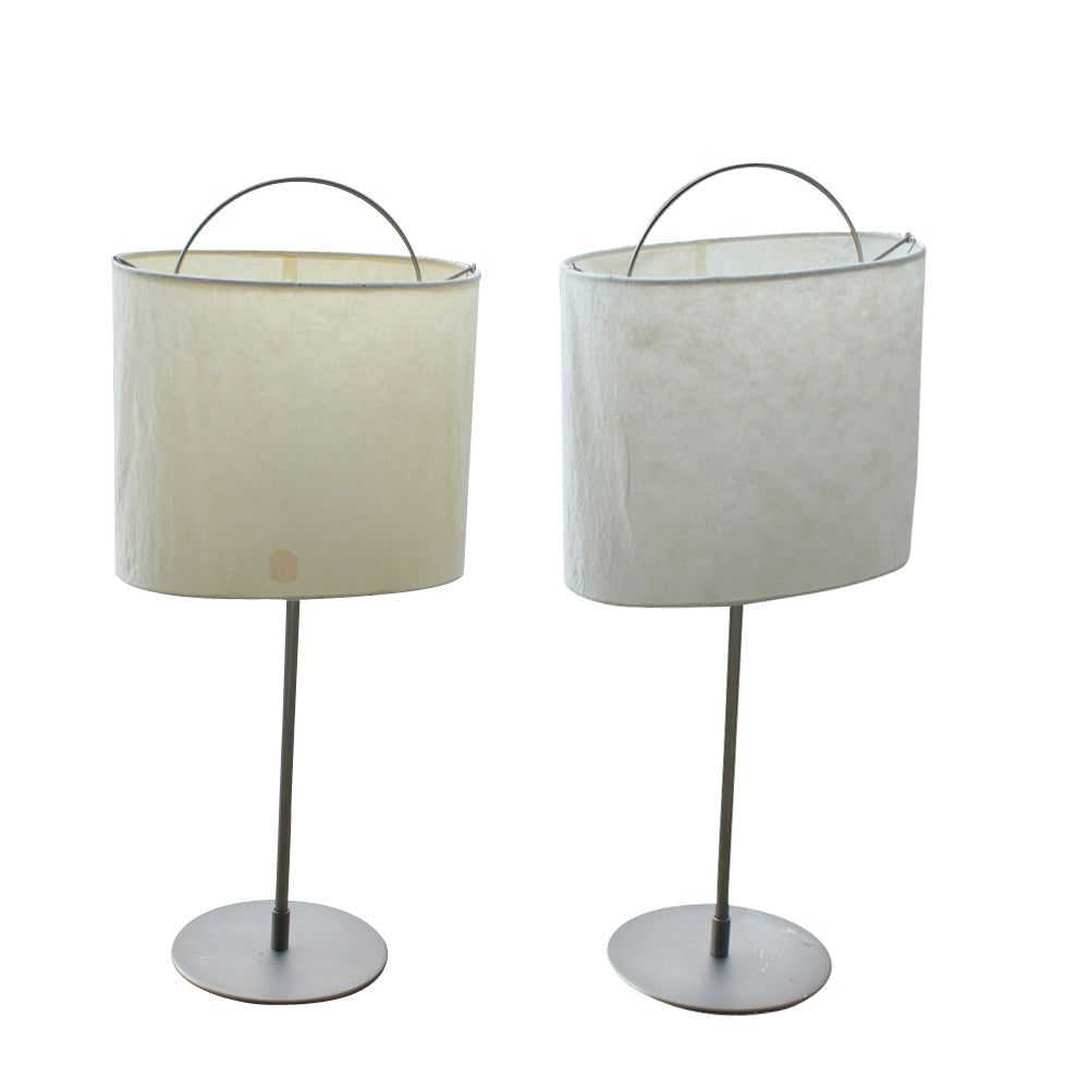 (2) Mid Century Modern Chrome Table Lamps with Shades (MR10175)