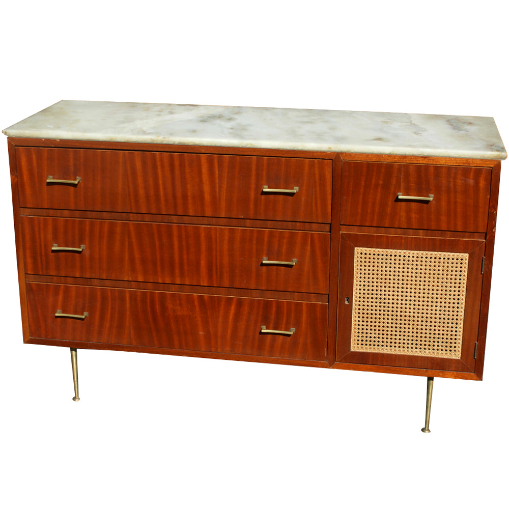 55″ Vintage Cane Marble Dresser