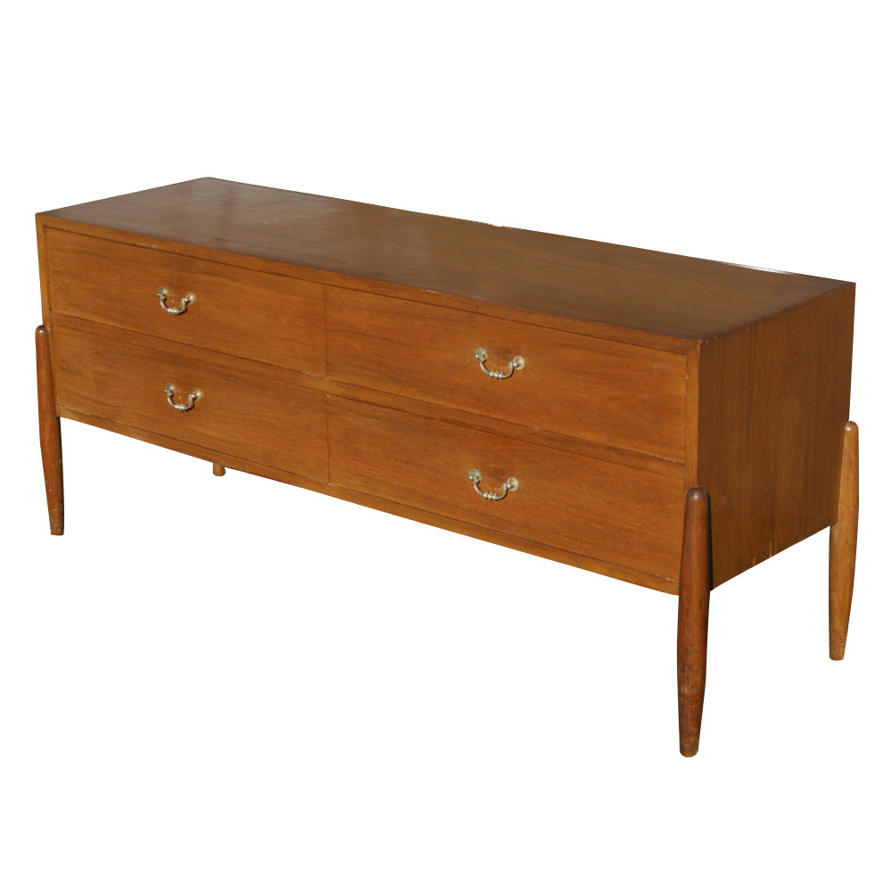 59″ Mid Century Modern Danish Walnut Cabinet Dresser (MR10418)