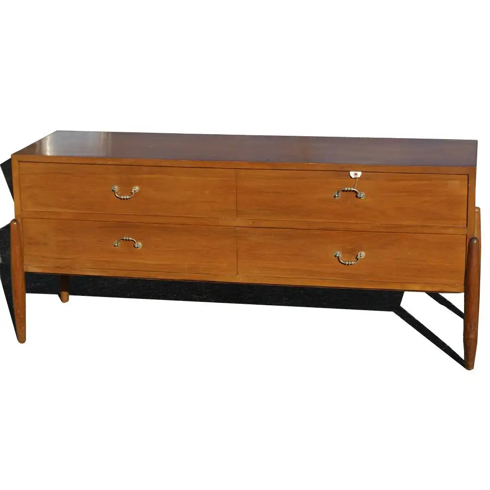 59″ Mid Century Modern Danish Walnut Cabinet Dresser (MR10418)