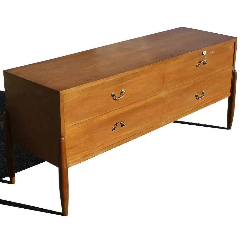 59″ Mid Century Modern Danish Walnut Cabinet Dresser (MR10418)