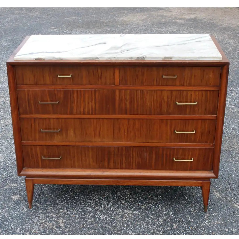 39″ Vintage Marble Wood Dresser Chest of Drawers